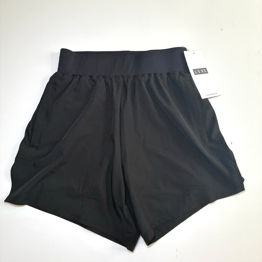 NWT LSKD Challenger 5" Lined Performance Shorts Womens Small Black Training Gym - Picture 3 of 8